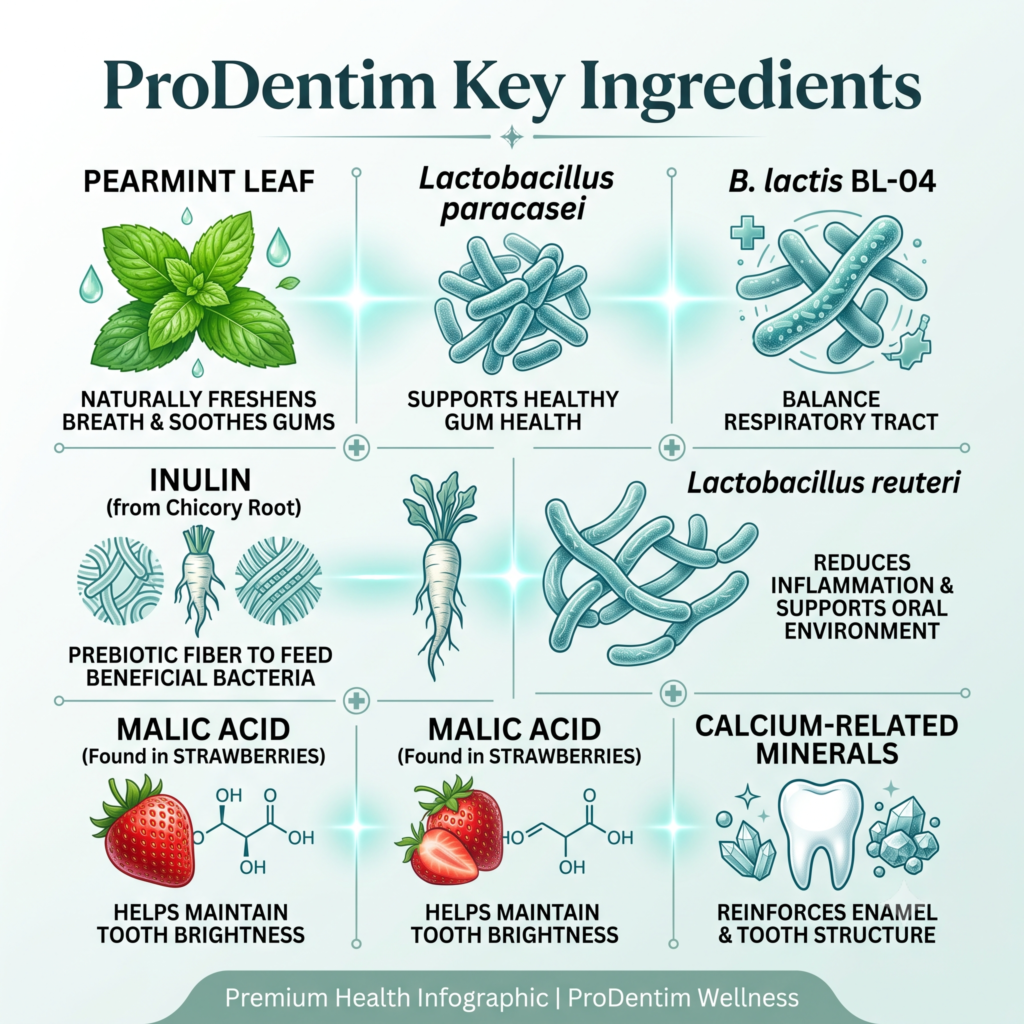 ProDentim ingredients including probiotics and prebiotics